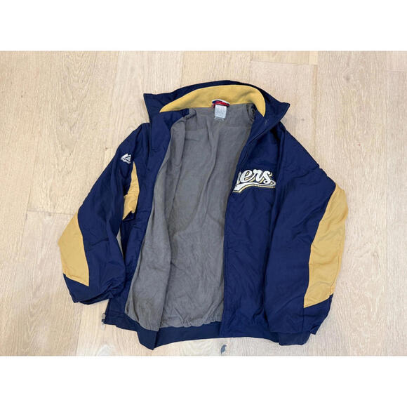 Milwaukee Brewers MLB Authentic Collection Blue Windbreaker Jacket Therma Base - Picture 3 of 8